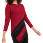 Alfani Women's Striped Asymmetrical Tunic Red Size PL