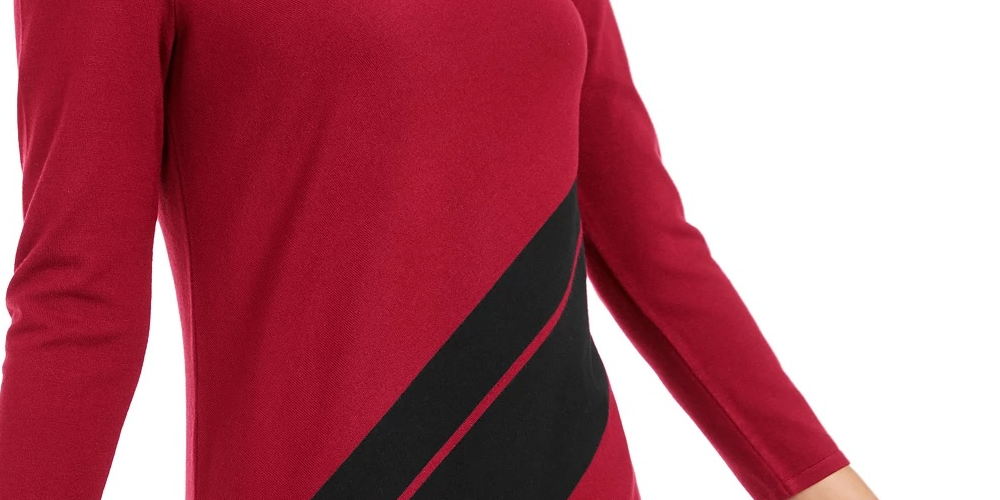 Alfani Women's Striped Asymmetrical Tunic Red Size PL