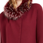Alfani Women's Faux Fur Trim Convertible Cardigan Red Size Petite X-Large