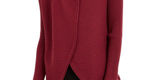 Alfani Women's Faux Fur Trim Convertible Cardigan Red Size Petite X-Large