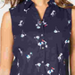 Charter Club Women's Petite Floral-Print Shirt  Blue Size 14 P
