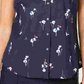 Charter Club Women's Petite Floral-Print Shirt  Blue Size 14 P