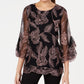 Alfani Petite Embroidered Flounce-Sleeve Top Pink Size Petite X-Large