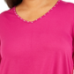JM Collection Women's Plus Size Studded Mixed-Media Top Pink Size 0X