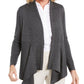 JM Collection Women's Ribbed Handkerchief Hem Cardigan Gray Size Small