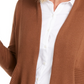 JM Collection Women's Petite Mixed-Ribbed Flyaway Cardigan Brown Size Petite Medium