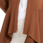 JM Collection Women's Petite Mixed-Ribbed Flyaway Cardigan Brown Size Petite Medium