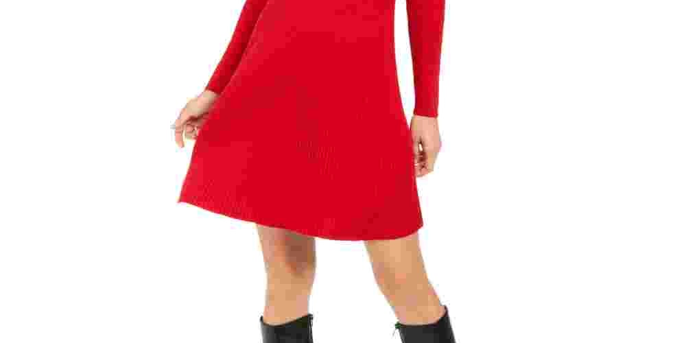 Style & Co Women's Petite Ribbed Sweater Dress Red Size Petite X-Large