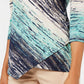 JM Collection Women's Asymmetrical Foil Textured Top Blue Size Petite Small