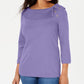 Karen Scott Women's Cotton Shawl-Collar Button Top Purple Size XX-Large