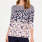 Charter Club Women's Floral-Print Boat-Neck Top Blue Size X-Large