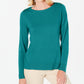 Karen Scott Women's Button Shoulder Sweater Green Size Petite Medium