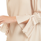 Alfani Women's Textured Stripes Embellished Neck Top Beige Size PM