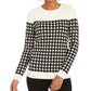 Charter Club Women's Houndstooth Colorblocked Crewneck Sweater Black Size X-Small