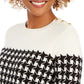 Charter Club Women's Houndstooth Colorblocked Crewneck Sweater Black Size X-Small
