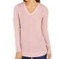 Charter Club Women's V Neck Sweater Pink Size Petite X-Large