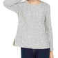 Style & Co Women's Textured Long Sleeve Jewel Neck Sweater Gray Size PL