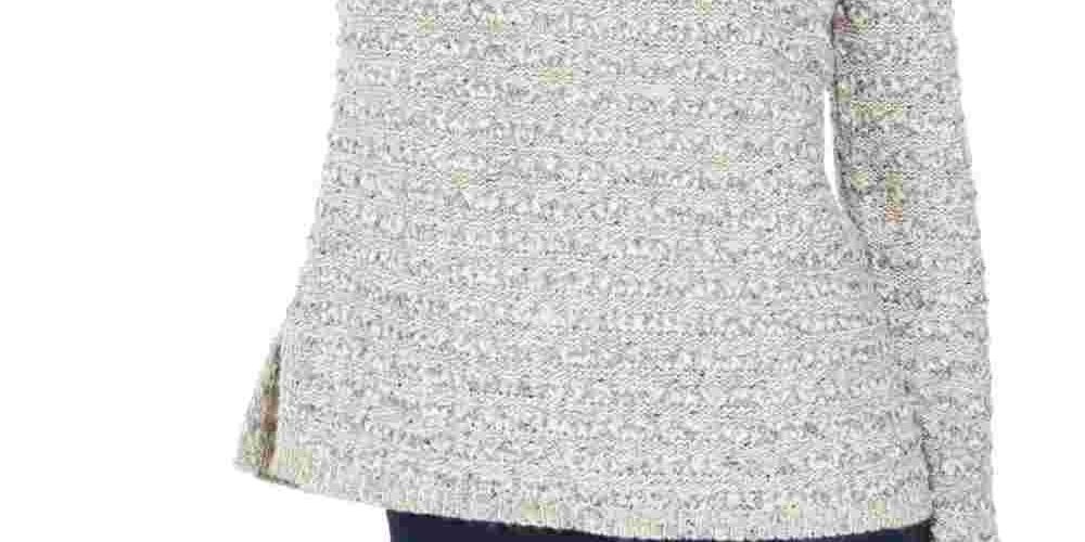 Style & Co Women's Textured Long Sleeve Jewel Neck Sweater Gray Size PL