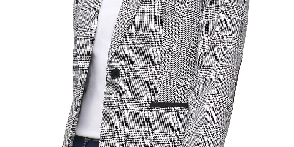 Tommy Hilfiger Women's Plaid One Button Elbow Patch Blazer Gray Size 0