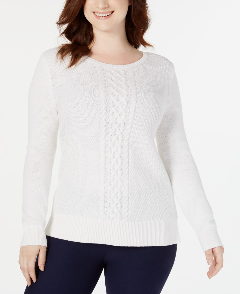 Karen Scott Women's Cable Knit Sweater White Size X-Small