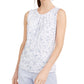 Calvin Klein Women's Floral Print Pleat Neck Top White Size X-Small