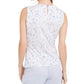 Calvin Klein Women's Floral Print Pleat Neck Top White Size X-Small
