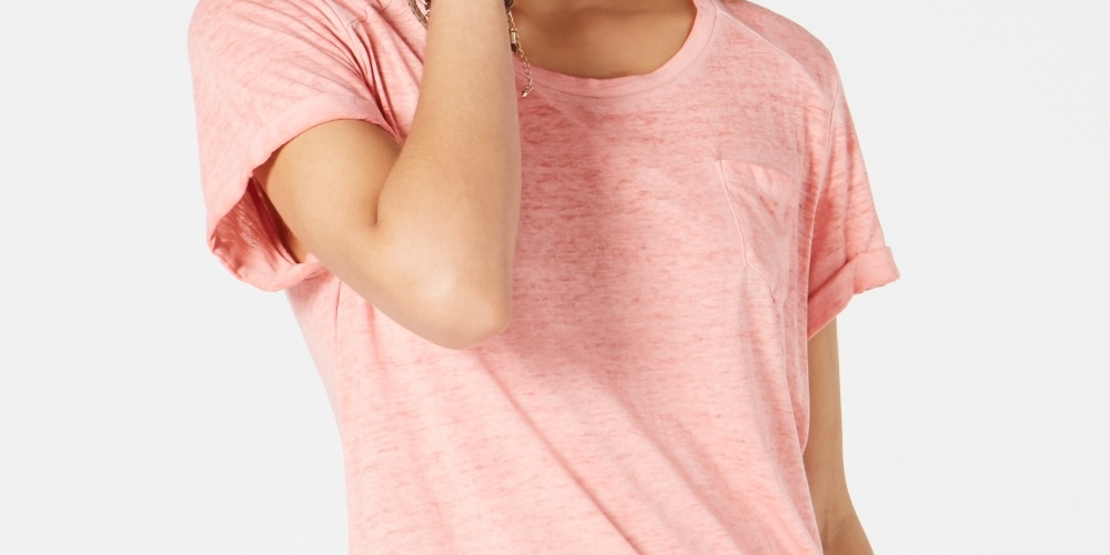 Style & Co Women's Burnout Texture T-Shirt Orange Size PP