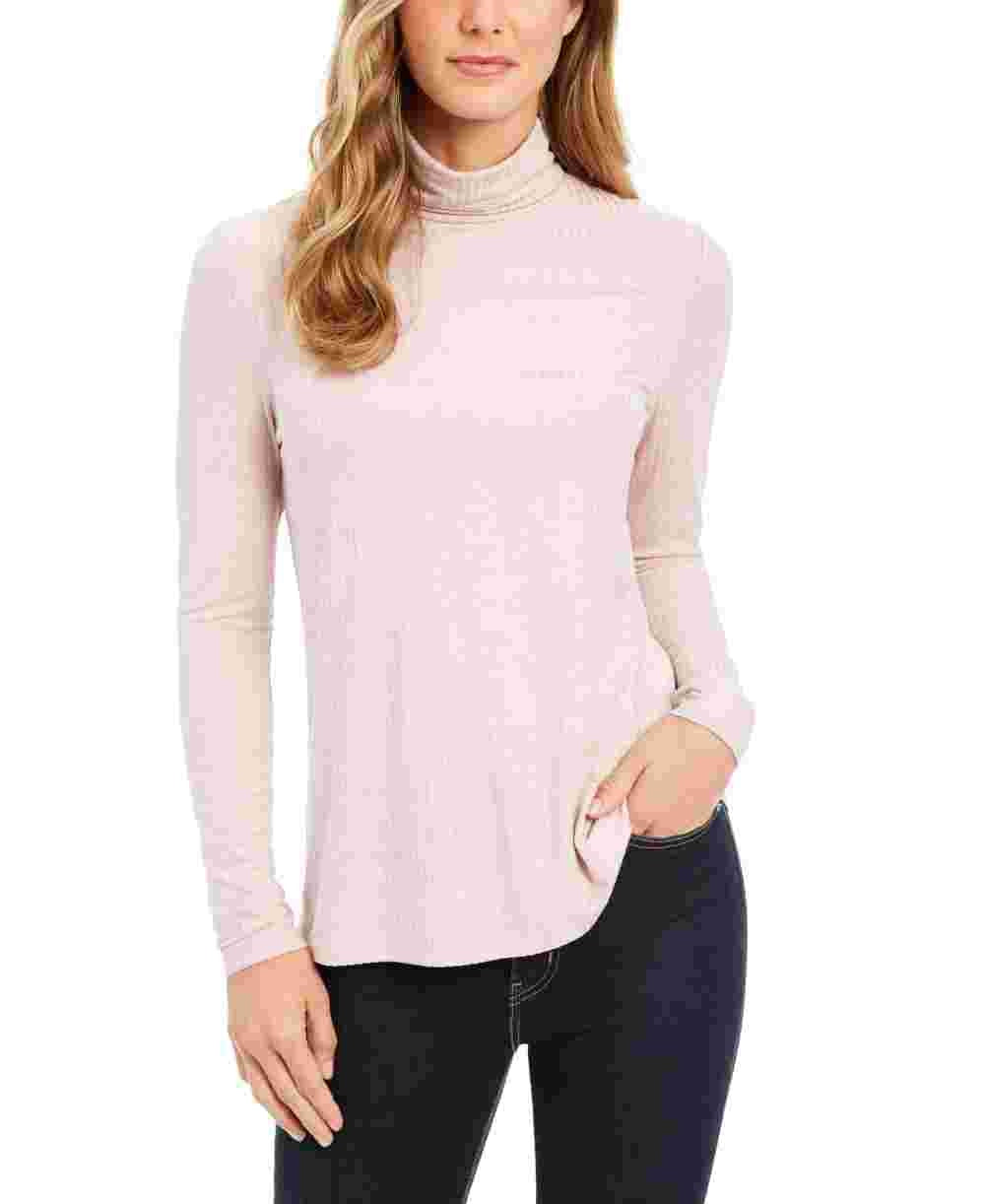 Charter Club Women's Heathered Turtleneck Pink Size Petite Small