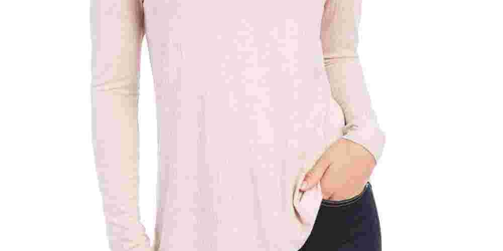 Charter Club Women's Heathered Turtleneck Pink Size Petite Small