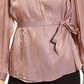 INC International Concepts Women's Metallic Snake Print Wrap Top Pink Size M