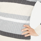 Karen Scott Women's Cotton Striped Cable Knit Sweater Beige Multi Size Petite Medium