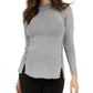 Style & Co Women's Mock Neck Lace Up Sweater Gray Size Petite X-Large