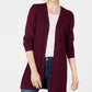 Karen Scott Women's Open Front Cardigan Wine Size X-Small