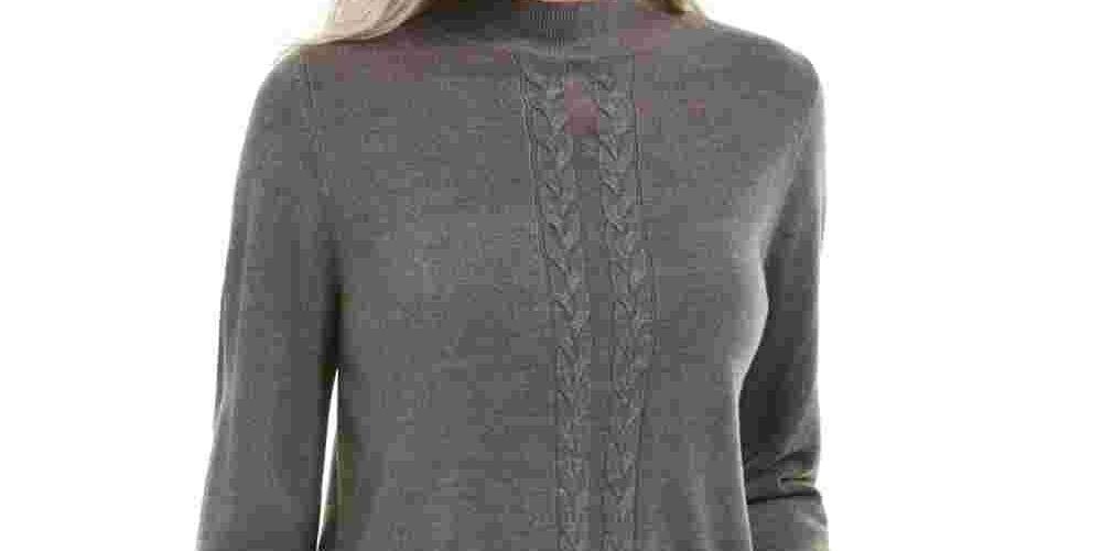 Karen Scott Women's Gray Patterned Long Sleeve Crew Neck Blouse Sweater Charcoal PS