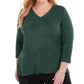 Karen Scott Women's Plus Size V-Neck Luxsoft Sweater Green Size 2X