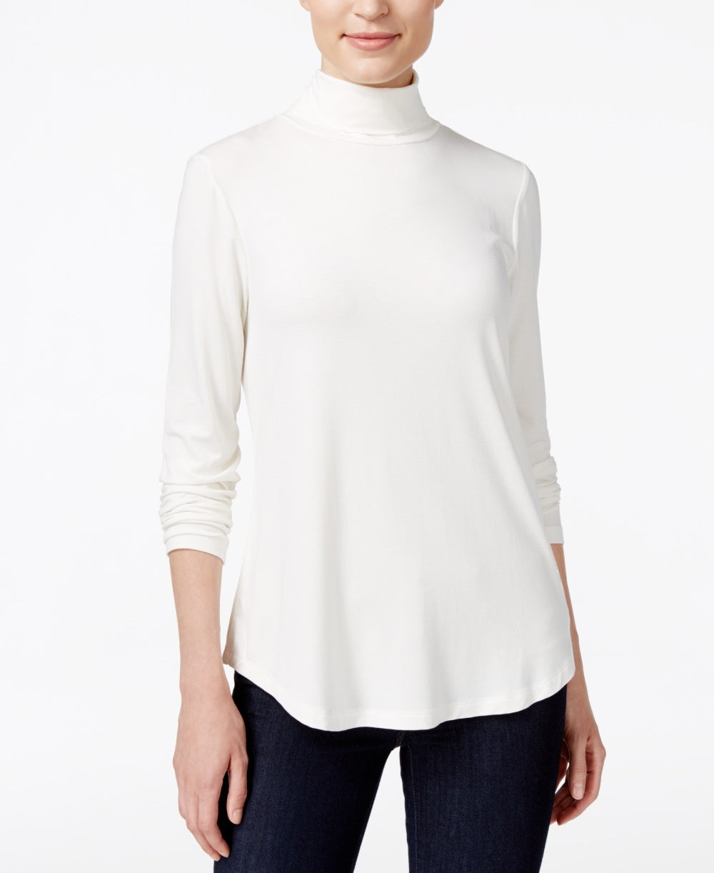 JM Collection Women's Turtleneck Top White Size PL