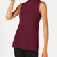 JM Collection Women's Petite Sleeveless Mock Neck Sweater Red PS