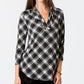 Charter Club Women's Petite Printed Top  Black Size Small