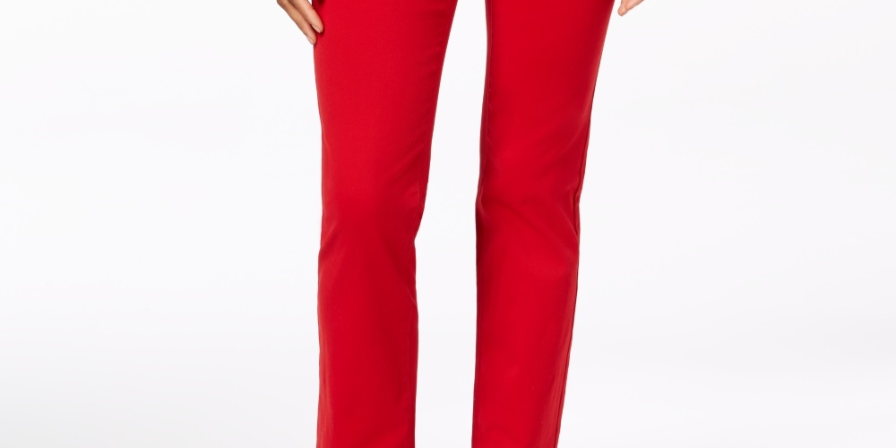 Charter Club Women's Lexington Straight Leg Jeans Red Size 2 Petite