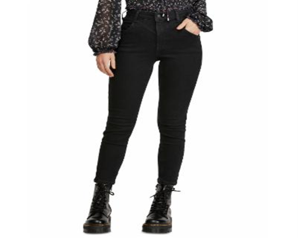 Free People Women's Riley Denim Yoke Skinny Jeans Black Size 24