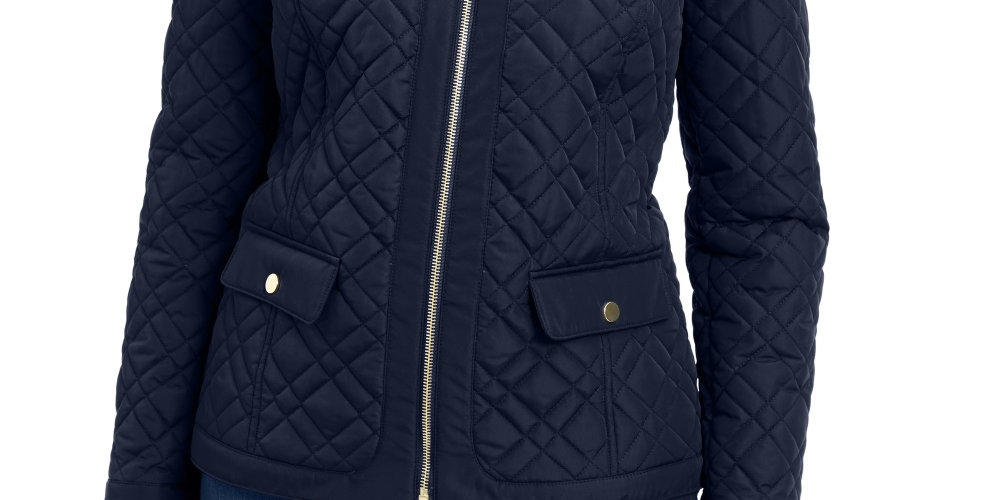 Charter Club Women's Quilted Mandarin Collar Jacket Blue Size X-Small