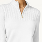 Karen Scott Women's Cotton Half Zip Sweater White Size PSM