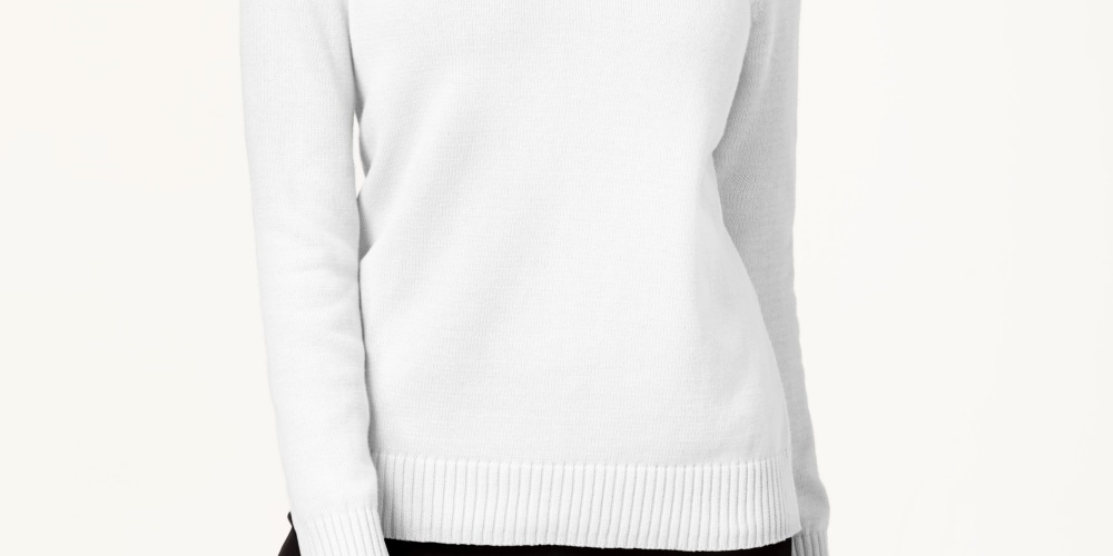 Karen Scott Women's Cotton Half Zip Sweater White Size PSM