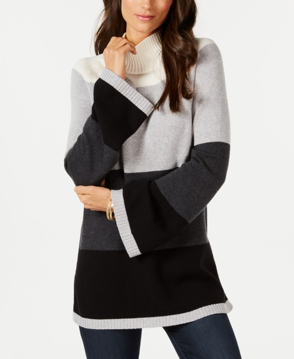 Charter Club Women's Colorblocked Sweater Black Size PXL