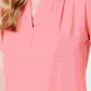 Charter Club Women's Split Neck Short Sleeve Top Pink Size PL
