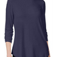 JM Collection Women's Solid Long Sleeve Turtle Neck Top Blue Size Petite Medium