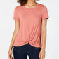 Style & Co Women's Twist Hem Scoop Neck Top Orange Size -PXL