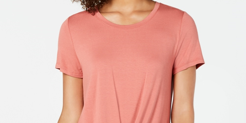 Style & Co Women's Twist Hem Scoop Neck Top Orange Size -PXL