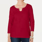 Karen Scott Women's Three Quarter Sleeve Top Red Size Medium