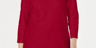 Karen Scott Women's Three Quarter Sleeve Top Red Size Medium